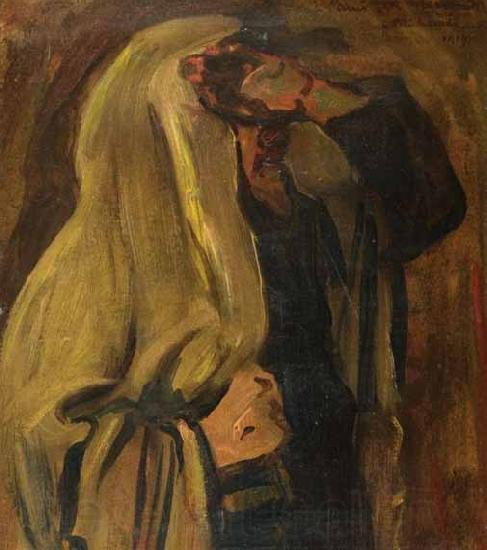Leopold Kowalsky Jewish man wrapped in a prayer shawl Norge oil painting art